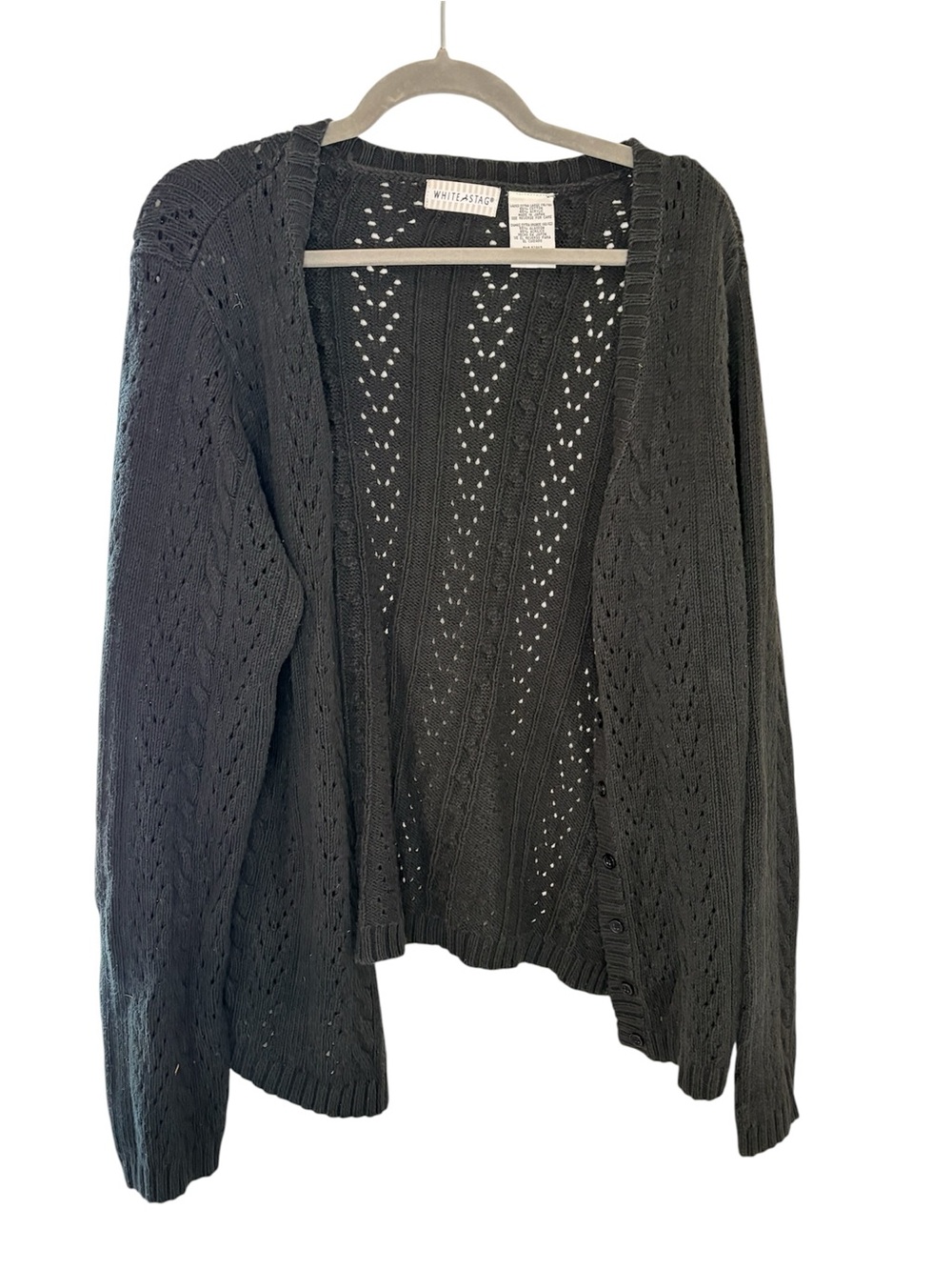 1990s Vintage White Stag Black Cardigan